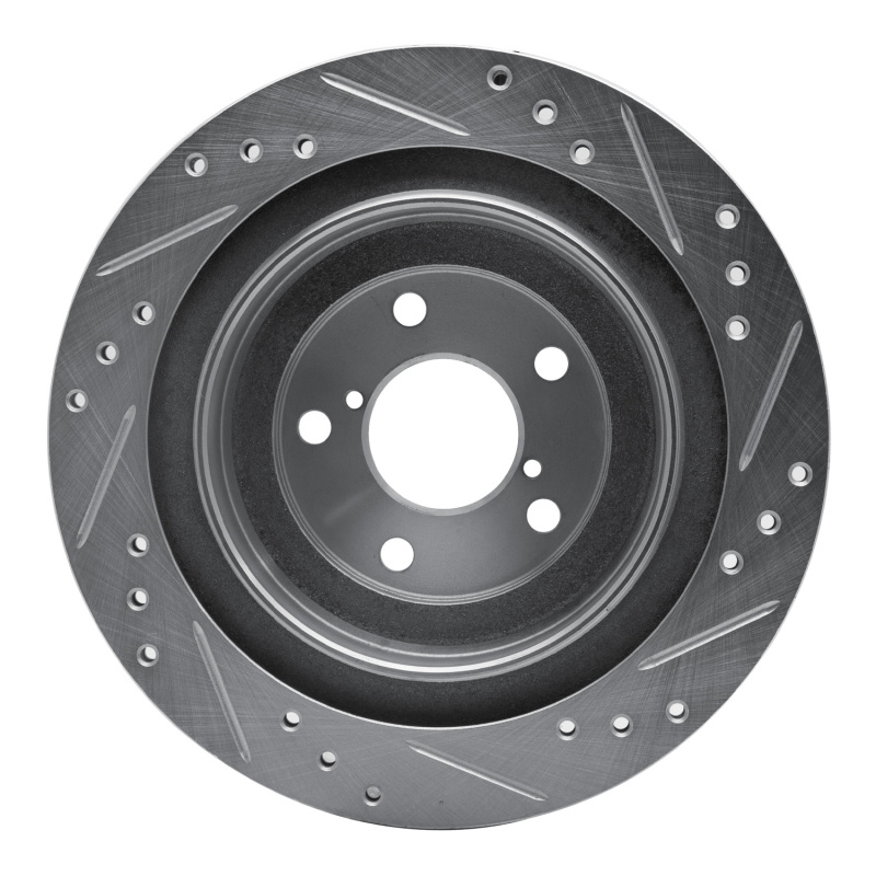 Subaru Impreza Brake Rotor (1) - Rear Left - R1 Concepts - Drilled & Slotted - Silver - `05-`09